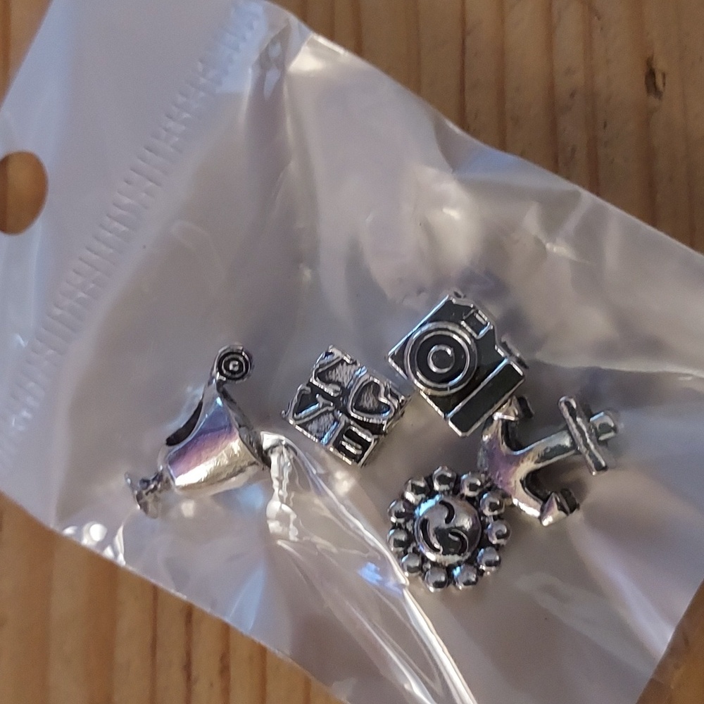 Silver tone jewelry charms bundle necklace or bracelet slide charms